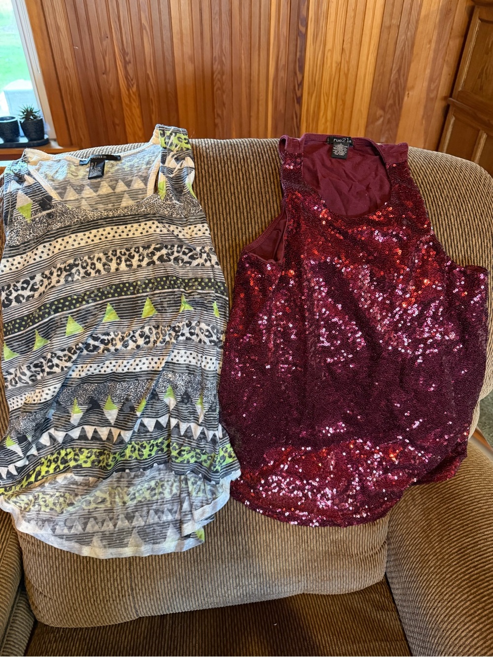 Rue21 Burgundy Sequin Tank Top